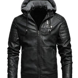 Matej | Padded Hooded Jacket with Leather-Look Finish