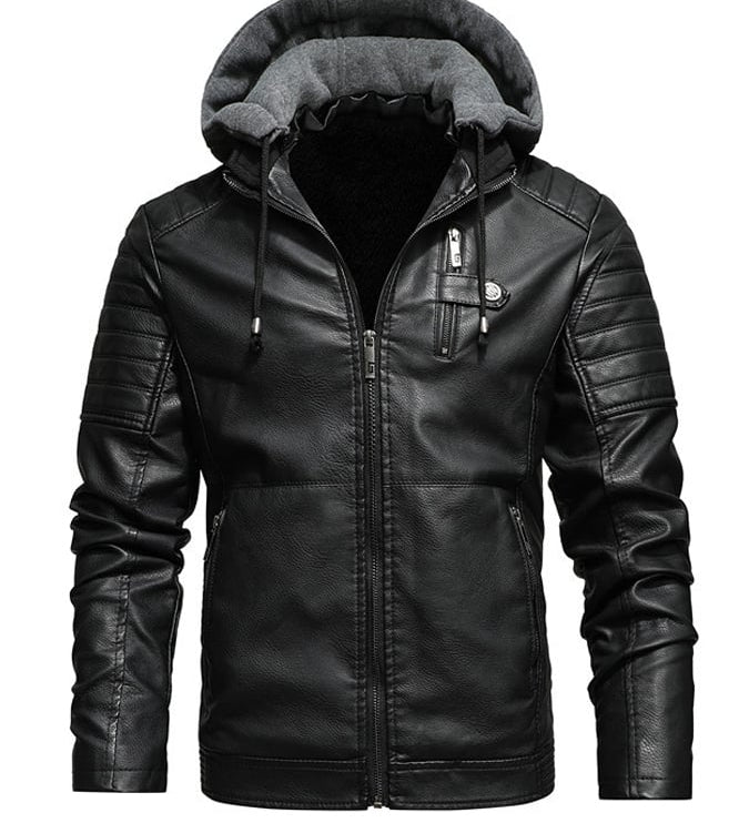Matej | Padded Hooded Jacket with Leather-Look Finish