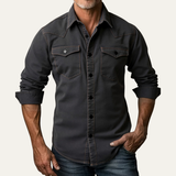 The Glenwood Court Men’s Vintage Dark Grey Denim Shirt