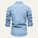 The Crestfall Ridge Men’s Slim Fit Denim Shirt with Double Pockets