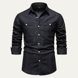 The Crestfall Ridge Men’s Slim Fit Denim Shirt with Double Pockets