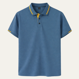 The Meadowcrest Ridge Men’s Polo Shirt with Contrast Trim – Blue