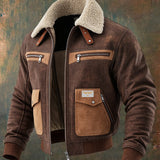 Fran | Cozy Sherpa-Collared Brown Minka Bomber Jacket