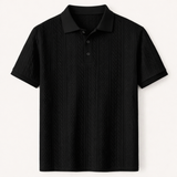 The Stonebrook Ridge Men’s Casual Textured Polo Shirt – Black