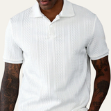 The Stonebrook Ridge Men’s Classic Textured Polo Shirt – White