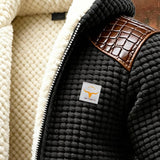 Textured Jacket with Embossed Leather Details in Tin