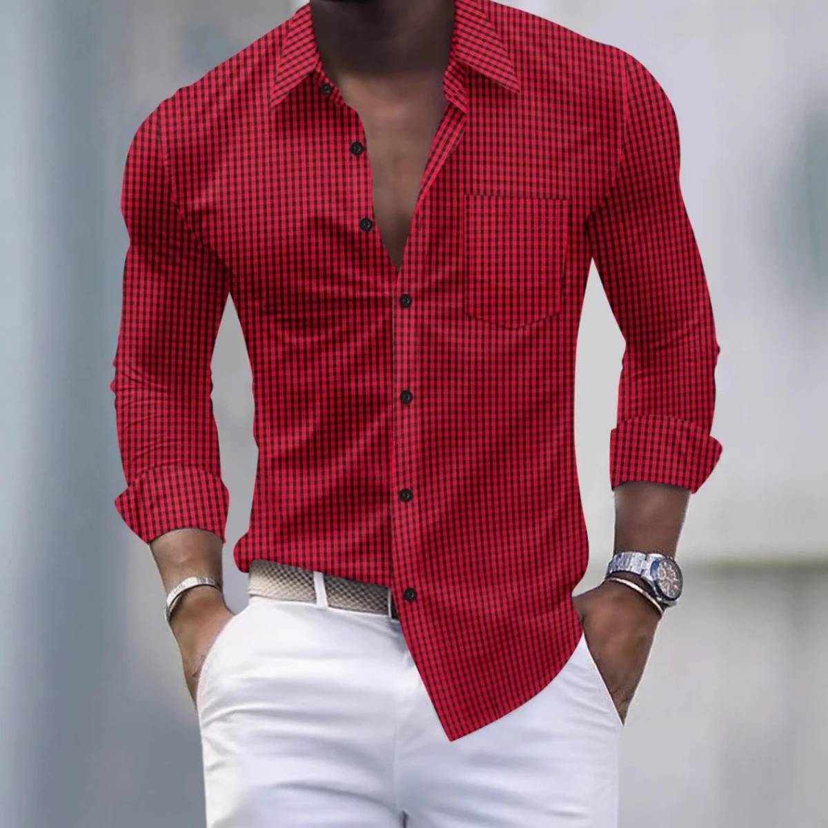 The Ashmont Men’s Slim Fit Gingham Long Sleeve Button Down Shirt