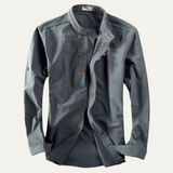 The Fairhill Men’s Japanese Style Linen Cotton Stand Collar Shirt