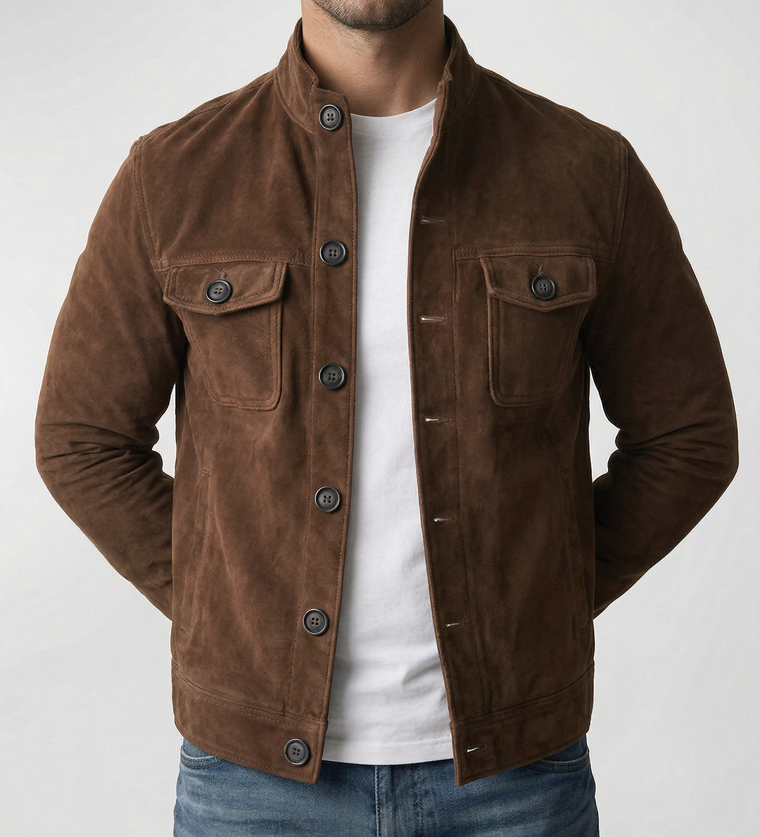 Arthur - Classic Suede Jacket with Button Details