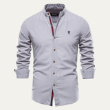 The Oakrun Men’s Slim Fit Stand Collar Business Shirt