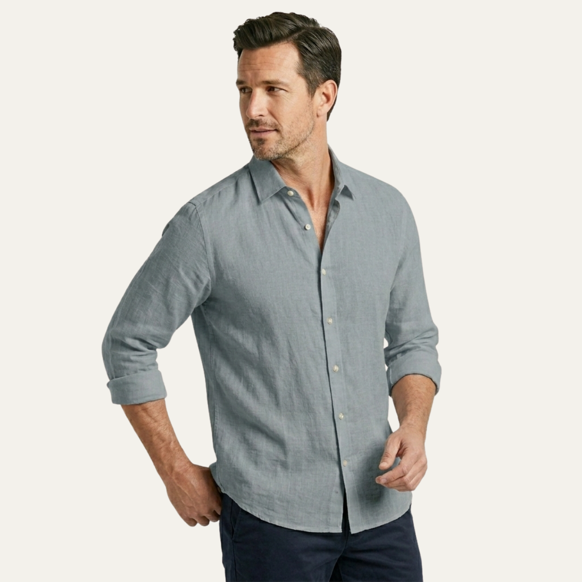 The Meadowrun Men’s Linen Trendy Button-Up Shirt