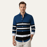 The Glenpark Men’s Modern Colour Block Striped Trendy Shirt