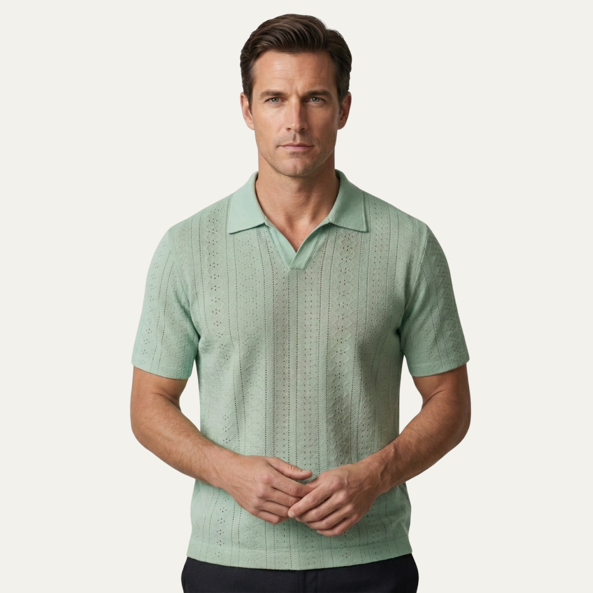 The Brookhurst Men’s Textured Knit Polo Shirt