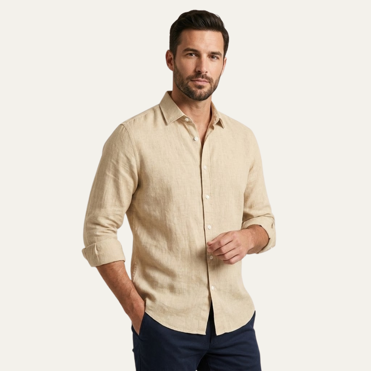 The Silverwood Hill Men's Lightweight Linen Summer Casual Button-Up Shirt