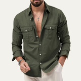 The Brookwater Men’s Retro Solid Button-Up Shirt