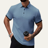 The Brookside Park Men’s Classic Textured Polo Shirt with Contrast Collar