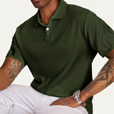 The Willowstone Ridge Men’s Textured Button-Up Trendy Polo Shirt