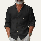 The Silverbrook Ridge Men’s Vintage Stand Collar Double Breasted Shirt