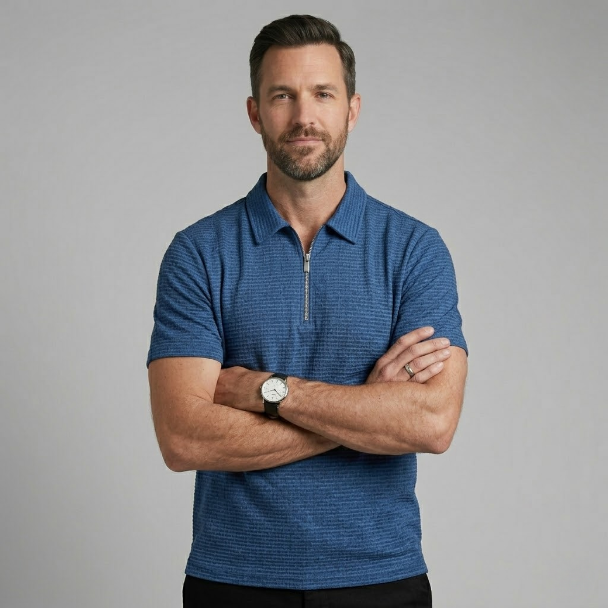 The Ravenswood Men’s Waffle Knit Half Zip Polo Shirt