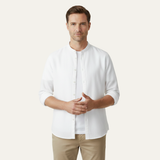The Brookfield Lane Men’s Vintage Thin Round Neck Linen Shirt