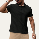 The Cedarcrest Park Men’s Elegant Textured Polo Shirt with Contrast Collar