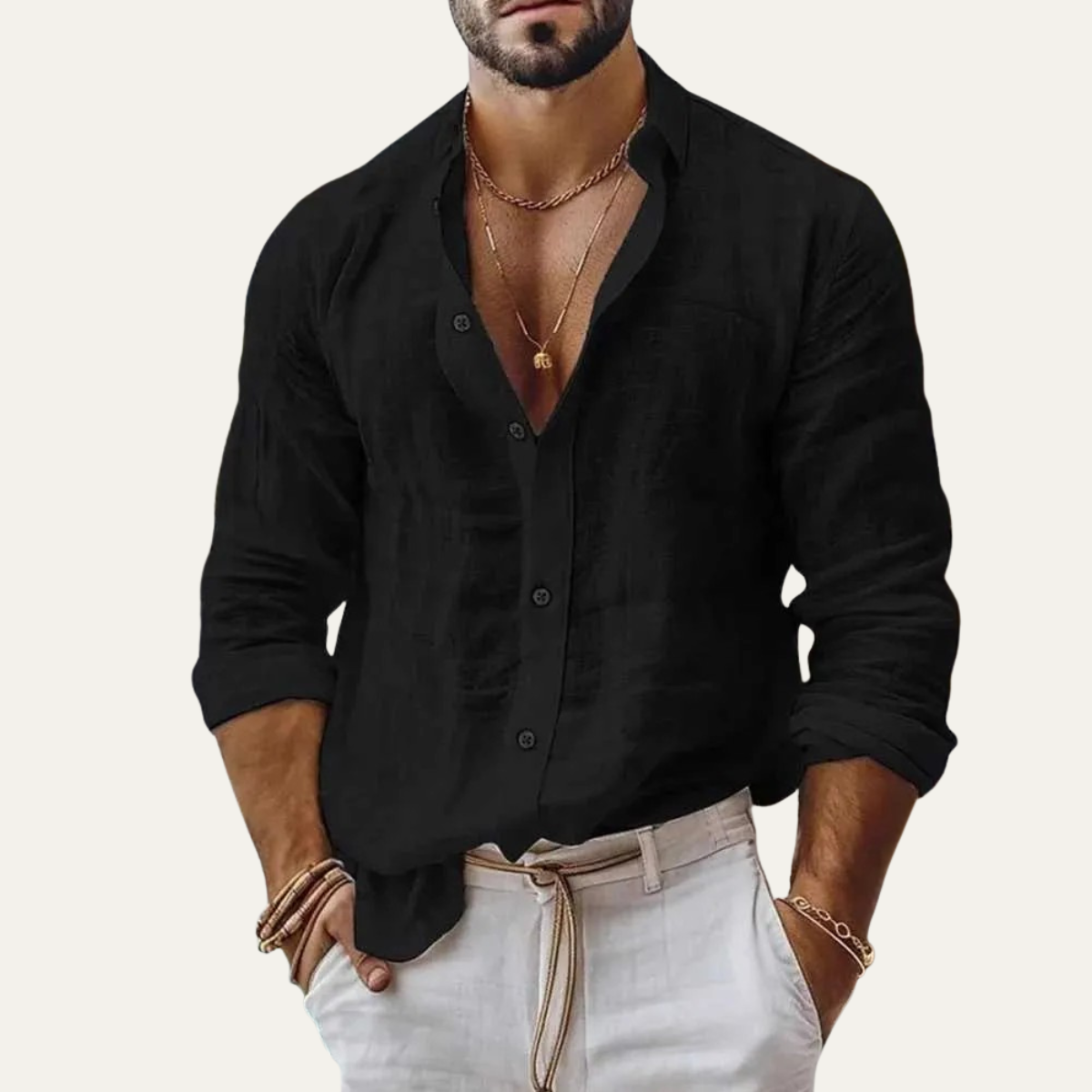 The Silverlake Men’s Cotton Linen Button-Up Beach Shirt