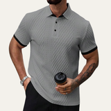 The Glenbrook Hill Men’s Casual Textured Polo Shirt with Contrast Collar