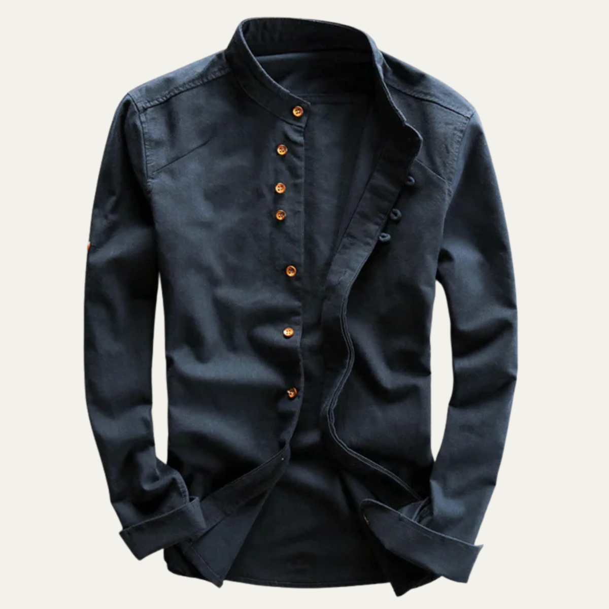 The Fairhill Men’s Japanese Style Linen Cotton Stand Collar Shirt