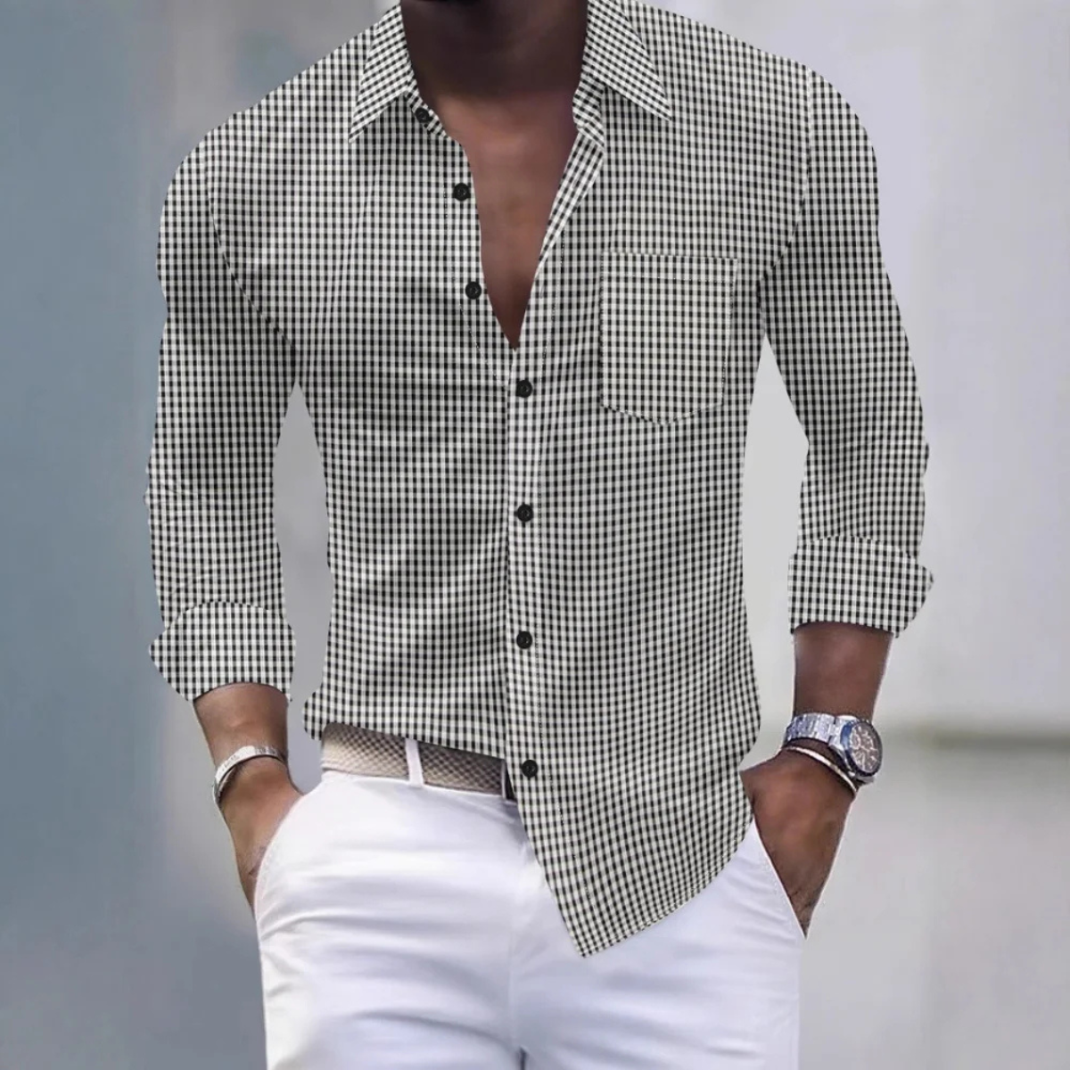 The Ashmont Men’s Slim Fit Gingham Long Sleeve Button Down Shirt