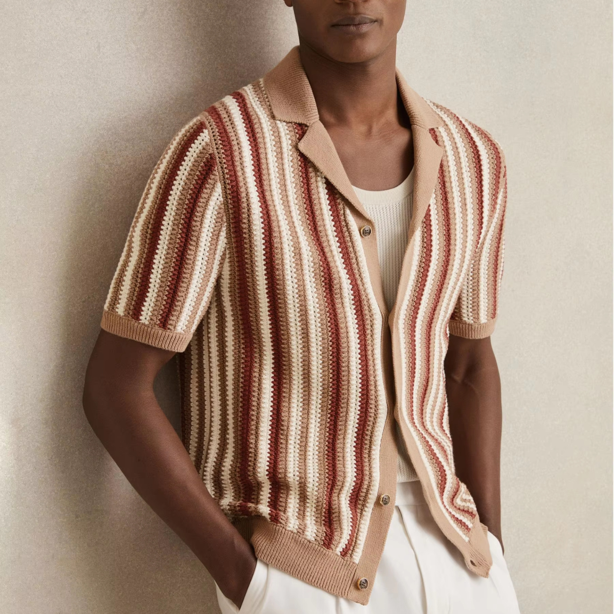 The Cedar Ridge Men’s Vintage Stripe Knit Button-Up Shirt