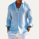 The Silverpark Ridge Men’s Cotton Linen Casual Lapel Shirt