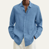 The Alderhill Men’s Breathable Linen Cotton Shirt with Turn Down Collar