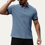 The Brookside Park Men’s Classic Textured Polo Shirt with Contrast Collar