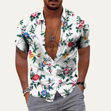 The Ridgefall Men’s Trendy Tropical Coconut Print Hawaiian Beach Shirt