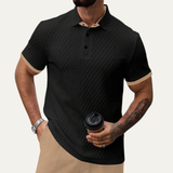 The Cedarcrest Park Men’s Elegant Textured Polo Shirt with Contrast Collar