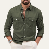 The Brookwater Men’s Retro Solid Button-Up Shirt