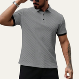 The Glenbrook Hill Men’s Casual Textured Polo Shirt with Contrast Collar