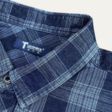 The Foxwood Ridge Men’s Plaid Denim Shirt with Chest Pockets