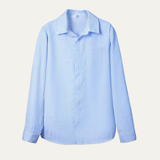The Maplecrest Park Men’s Lightweight Blue Striped Linen Button-Up Shirt