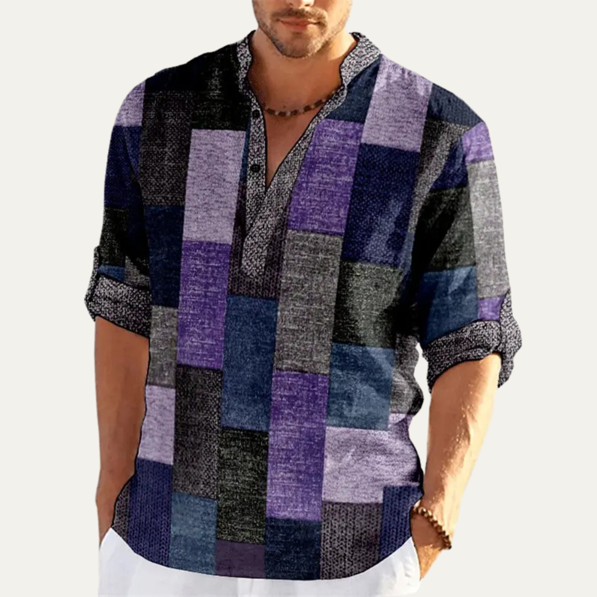 The Cormont Men’s Multicolour Patchwork Casual Polo Shirt