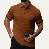 The Crestview Ridge Men’s Summer Textured Polo Shirt with Contrast Collar