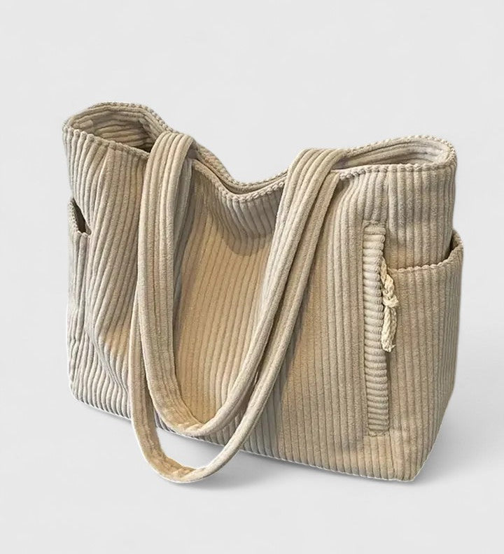 Léa | Elegant Ribbed Tote Bag with Cord Accents