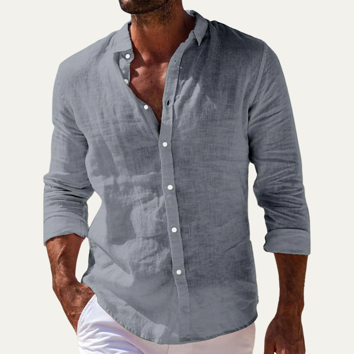 The Willowcrest Park Men's Lightweight Linen Summer Casual Button-Up Shirt