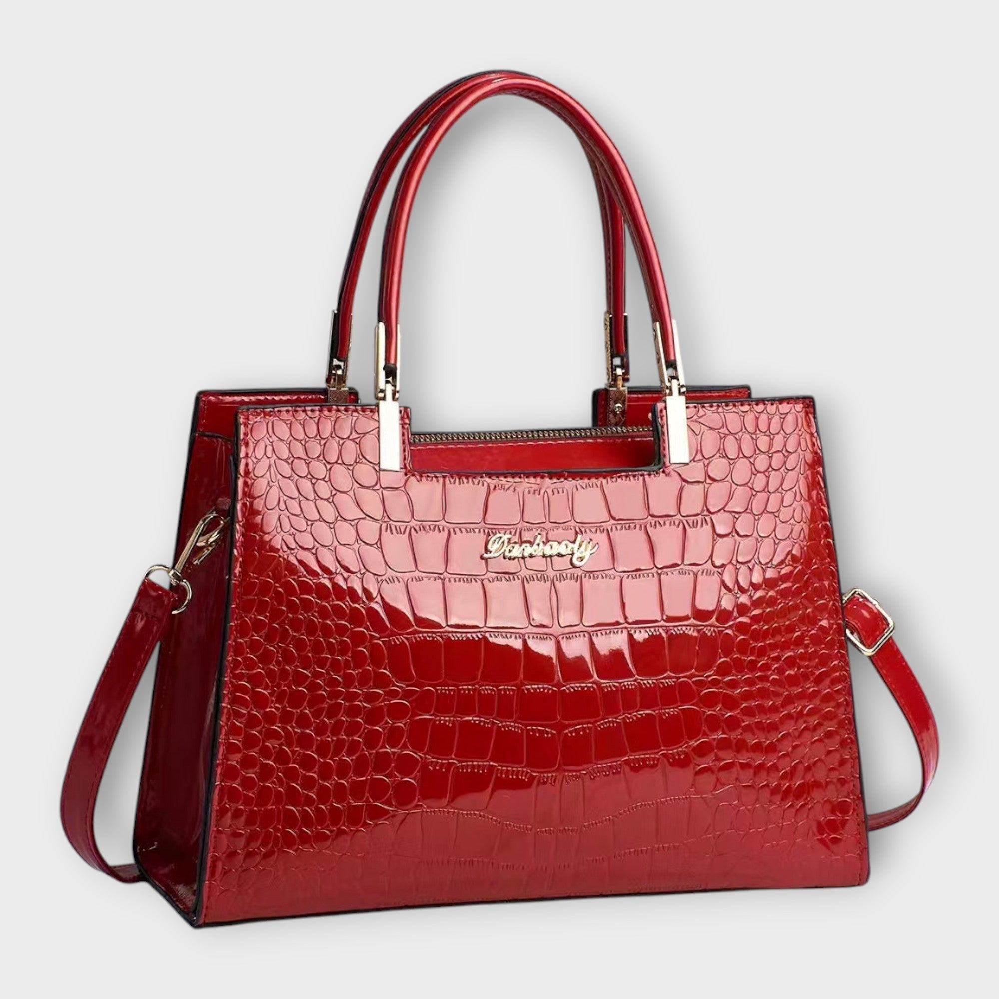Emilie | Glossy Crocodile Leather Tote
