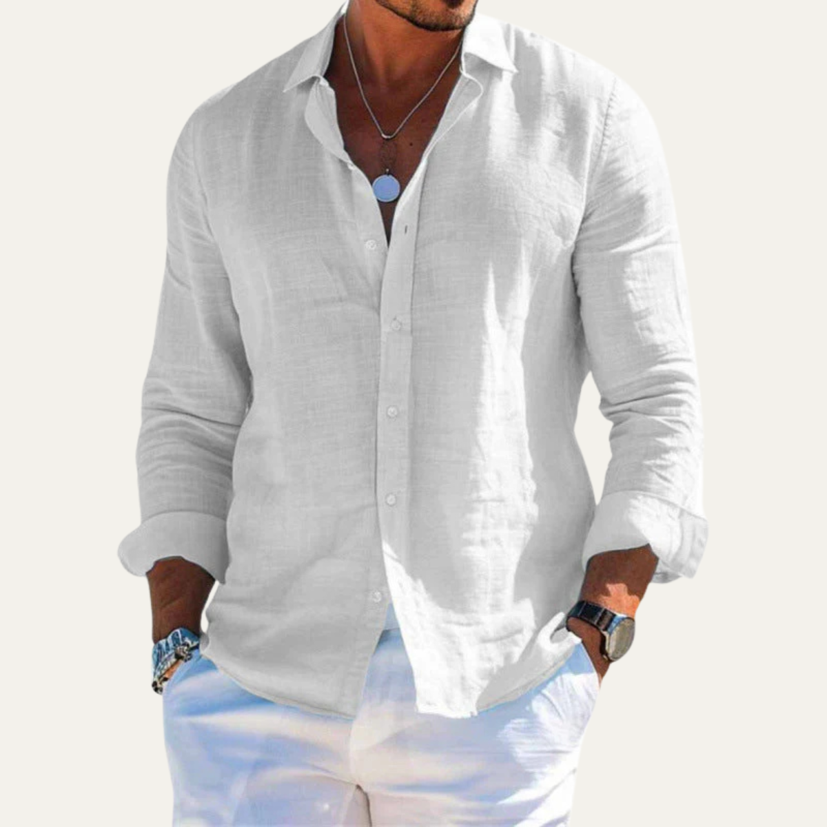 The Silverpark Ridge Men’s Cotton Linen Casual Lapel Shirt