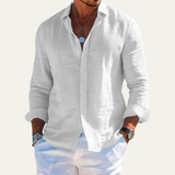 The Silverpark Ridge Men’s Cotton Linen Casual Lapel Shirt
