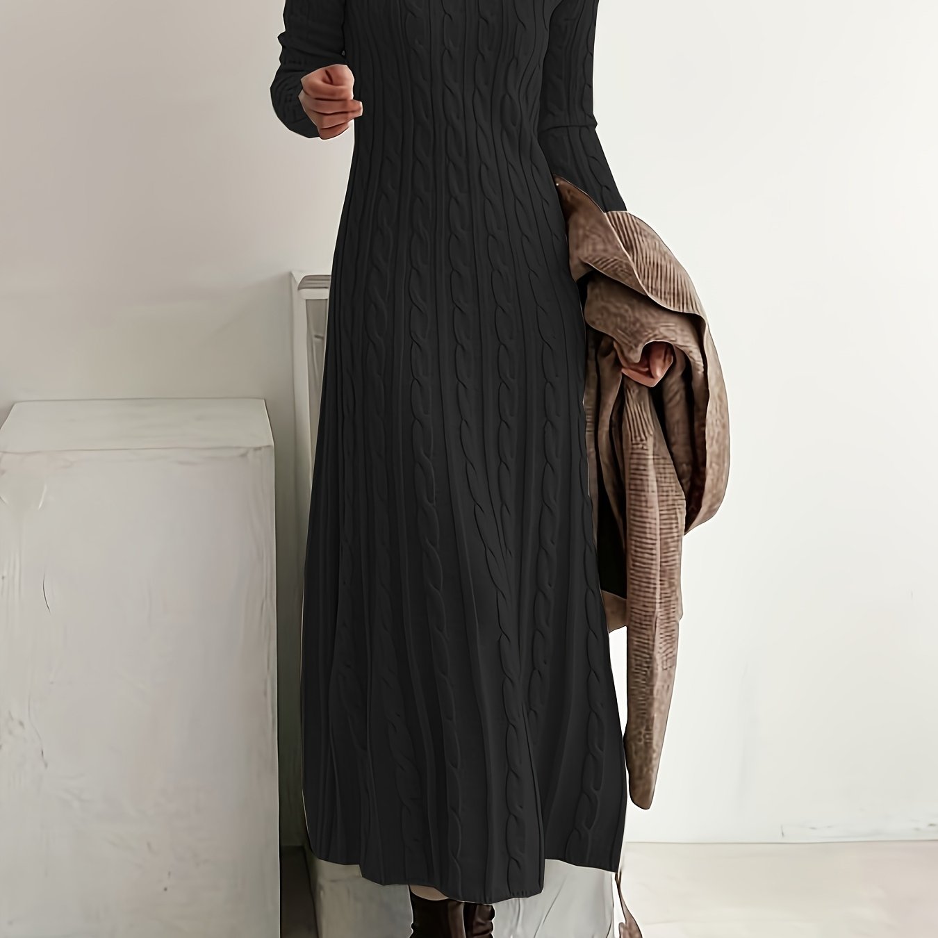 Sarah | Comfortable Cable Knit Maxi Dress