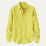 The Glenford Men’s Breathable Linen Cotton Shirt with Turn Down Collar