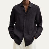 The Alderhill Men’s Breathable Linen Cotton Shirt with Turn Down Collar