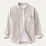 The Ashmont Ridge Men’s Loose Fit Cotton Linen Mandarin Collar Shirt
